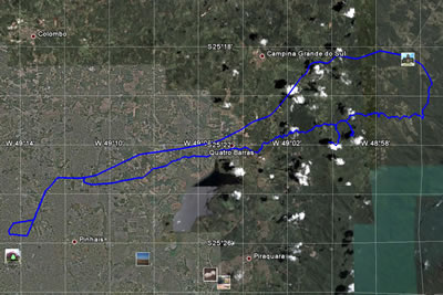 Caminho percorrido em Campina Grande do Sul